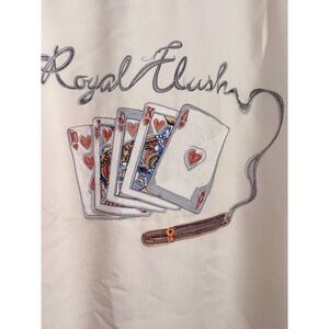 Caribbean Mens XL Cream Royal Flush Embroidered Herringbone Short Sleeve Shirt